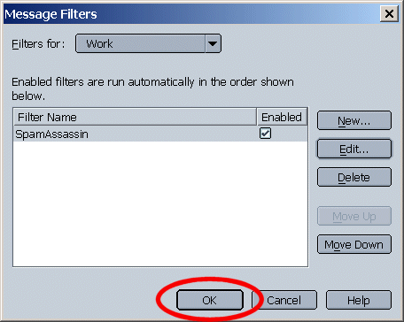 Example of closing the filter window