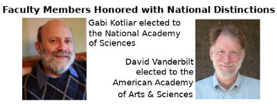 Link to Physics News page with info about awards for Gabi Kotliar and David Vanderbilt