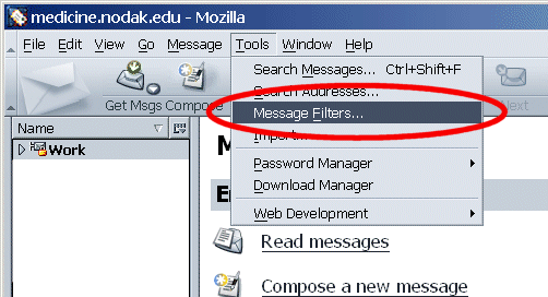 Example of menu selection