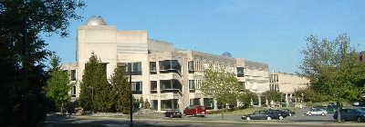The Serin Physics Laboratory on the Busch Campus, seen from the lawn on a clear day.