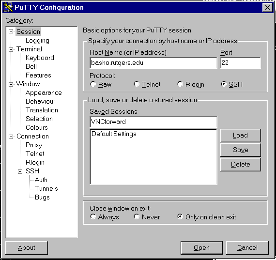 Putty config window