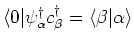 $\langle 0\vert\psi^{\dagger} _{\alpha} c^{\dagger}_{ \beta} = \langle \beta \vert \alpha \rangle$