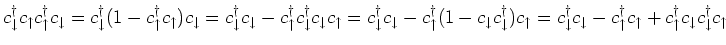 $c^{\dagger}_{\downarrow}c_{\uparrow}c^{\dagger}_{\uparrow}c_{\downarrow}= c^{\d...
...rrow}+ c^{\dagger}_{\uparrow}c_{\downarrow}c^{\dagger}_{\downarrow}c_{\uparrow}$