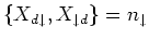$\left\{ X_{d \downarrow }, X_{\downarrow d} \right\}
= n_{\downarrow }$