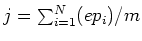 $j = \sum_{i = 1}^N (e p_i)/m$